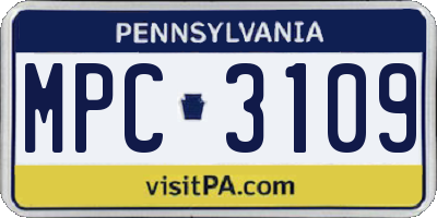 PA license plate MPC3109