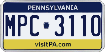 PA license plate MPC3110