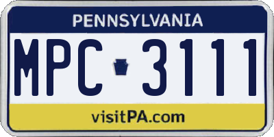 PA license plate MPC3111