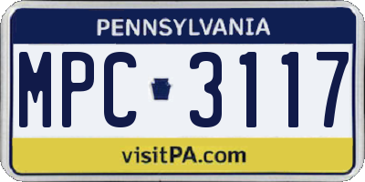 PA license plate MPC3117