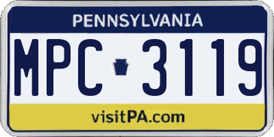 PA license plate MPC3119