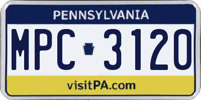 PA license plate MPC3120