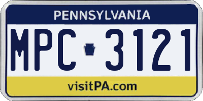 PA license plate MPC3121