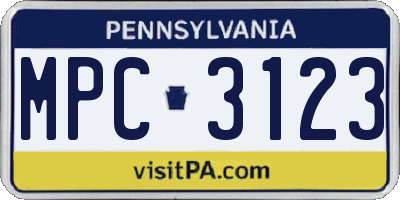 PA license plate MPC3123