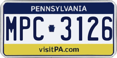 PA license plate MPC3126