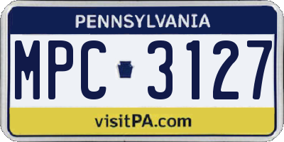 PA license plate MPC3127