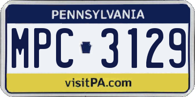 PA license plate MPC3129