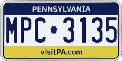 PA license plate MPC3135