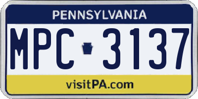 PA license plate MPC3137