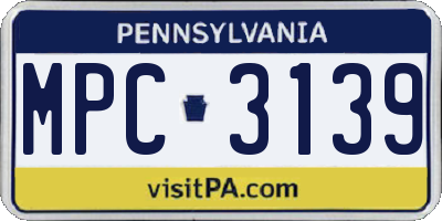 PA license plate MPC3139