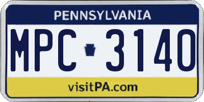 PA license plate MPC3140