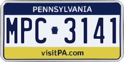 PA license plate MPC3141