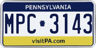 PA license plate MPC3143