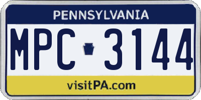 PA license plate MPC3144
