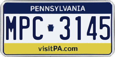 PA license plate MPC3145