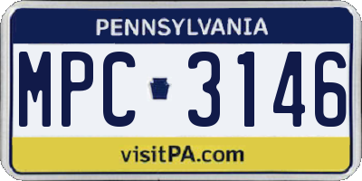 PA license plate MPC3146