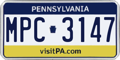 PA license plate MPC3147