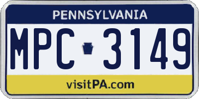 PA license plate MPC3149