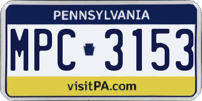PA license plate MPC3153