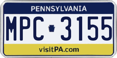 PA license plate MPC3155