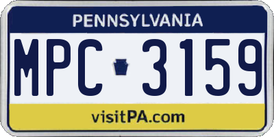 PA license plate MPC3159