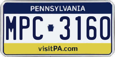 PA license plate MPC3160