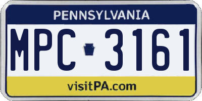PA license plate MPC3161