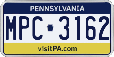 PA license plate MPC3162