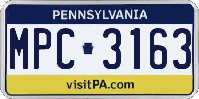PA license plate MPC3163