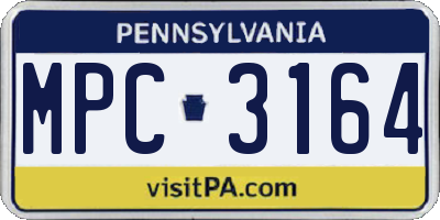 PA license plate MPC3164