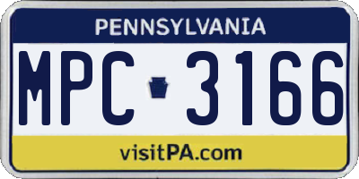 PA license plate MPC3166
