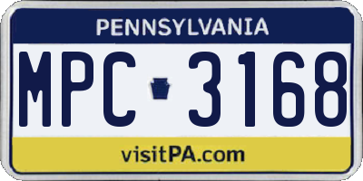 PA license plate MPC3168