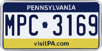 PA license plate MPC3169