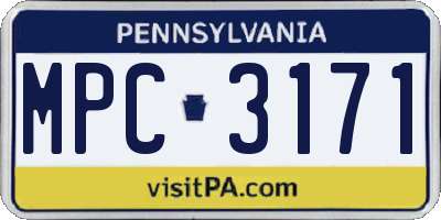 PA license plate MPC3171