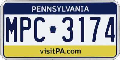 PA license plate MPC3174