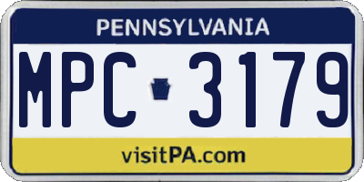 PA license plate MPC3179