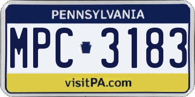 PA license plate MPC3183