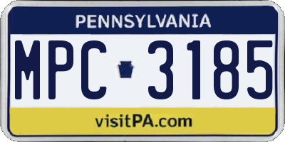 PA license plate MPC3185
