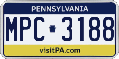PA license plate MPC3188