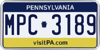 PA license plate MPC3189