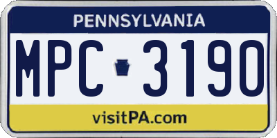 PA license plate MPC3190