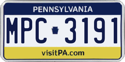 PA license plate MPC3191