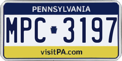 PA license plate MPC3197