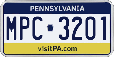 PA license plate MPC3201