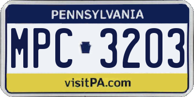 PA license plate MPC3203