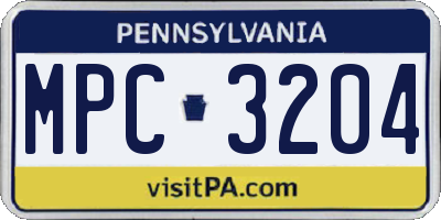 PA license plate MPC3204