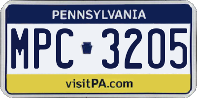 PA license plate MPC3205