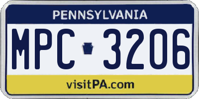 PA license plate MPC3206