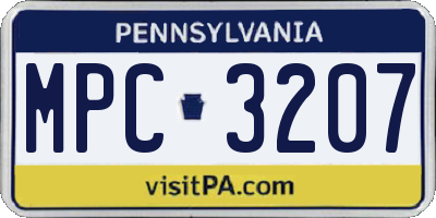 PA license plate MPC3207