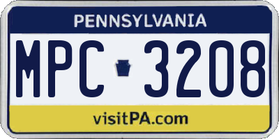 PA license plate MPC3208